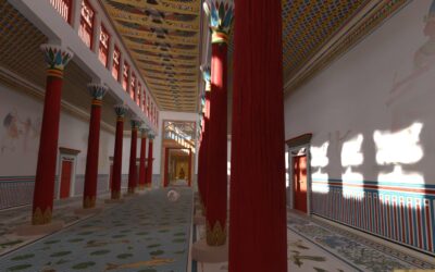 Reconstrucción en 3D del interior del palacio del Rey Amenhotep III en Malqatta