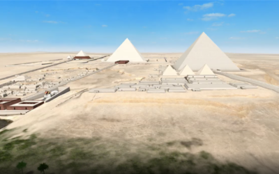 Recrean en 3d la llanura de Giza y las grandes pirámides de egipto